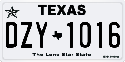 TX license plate DZY1016