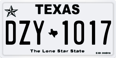 TX license plate DZY1017
