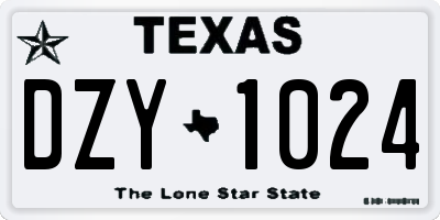 TX license plate DZY1024