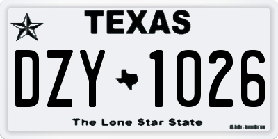TX license plate DZY1026