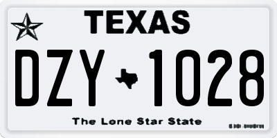 TX license plate DZY1028