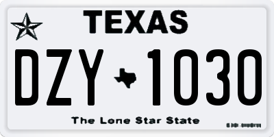 TX license plate DZY1030