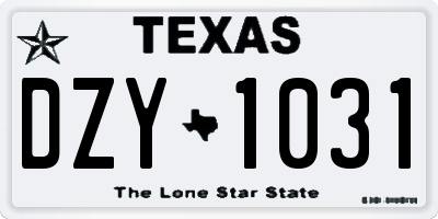 TX license plate DZY1031