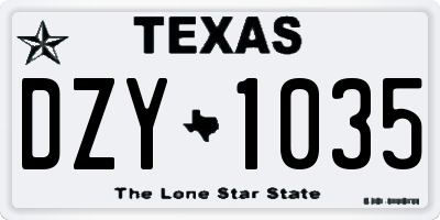 TX license plate DZY1035