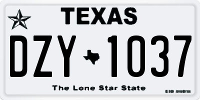 TX license plate DZY1037