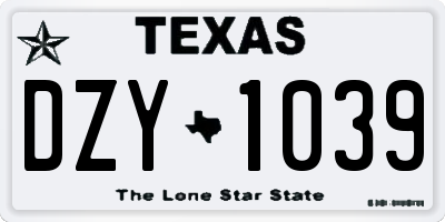 TX license plate DZY1039