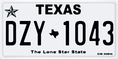 TX license plate DZY1043