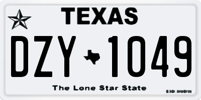 TX license plate DZY1049