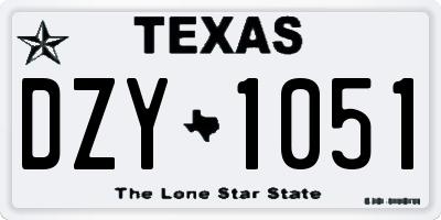 TX license plate DZY1051