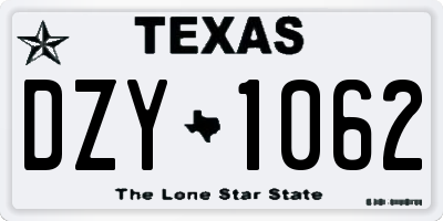 TX license plate DZY1062