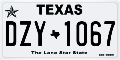 TX license plate DZY1067