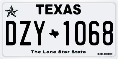 TX license plate DZY1068