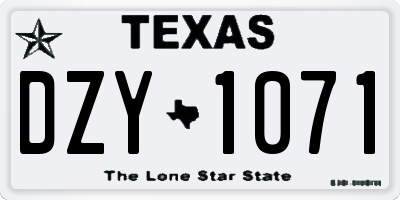 TX license plate DZY1071