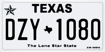 TX license plate DZY1080