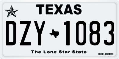 TX license plate DZY1083