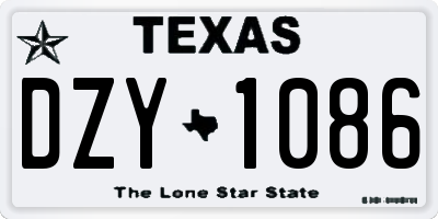 TX license plate DZY1086
