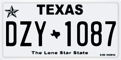 TX license plate DZY1087