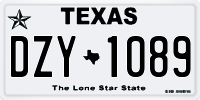 TX license plate DZY1089