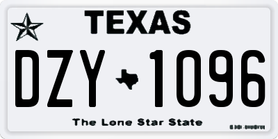 TX license plate DZY1096