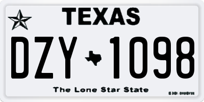 TX license plate DZY1098