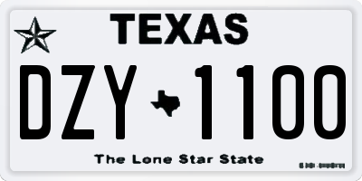 TX license plate DZY1100