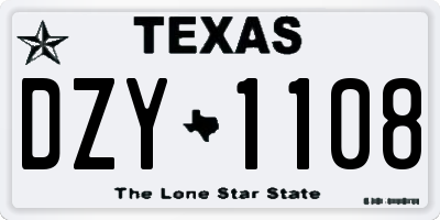 TX license plate DZY1108