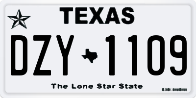 TX license plate DZY1109