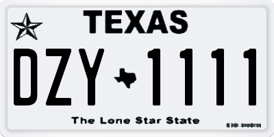 TX license plate DZY1111
