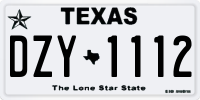 TX license plate DZY1112