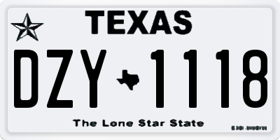 TX license plate DZY1118