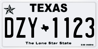 TX license plate DZY1123