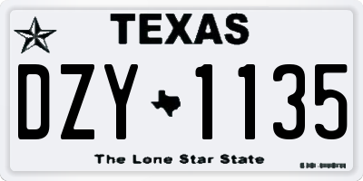 TX license plate DZY1135