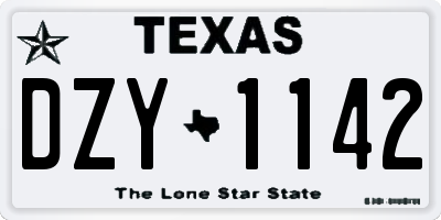 TX license plate DZY1142