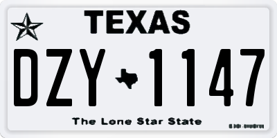 TX license plate DZY1147