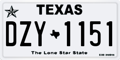 TX license plate DZY1151