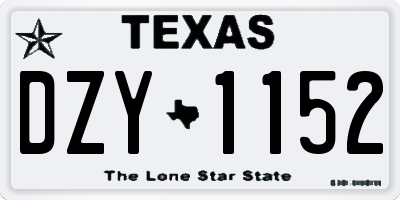 TX license plate DZY1152