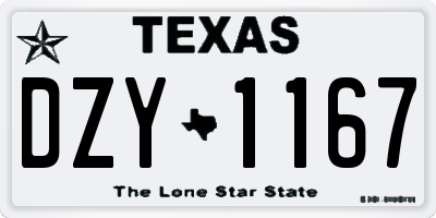 TX license plate DZY1167