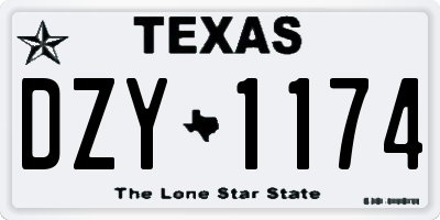 TX license plate DZY1174