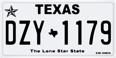 TX license plate DZY1179