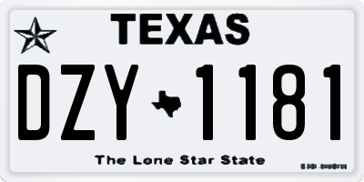 TX license plate DZY1181