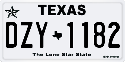 TX license plate DZY1182