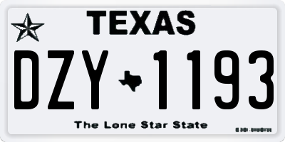 TX license plate DZY1193