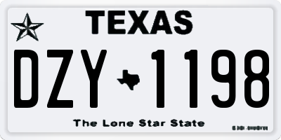 TX license plate DZY1198