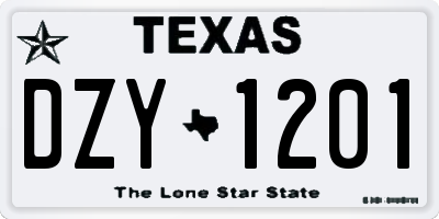 TX license plate DZY1201