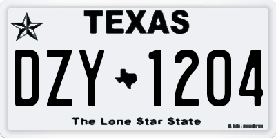 TX license plate DZY1204