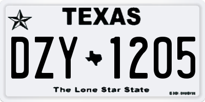 TX license plate DZY1205