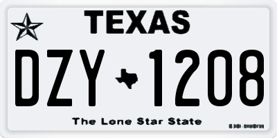 TX license plate DZY1208