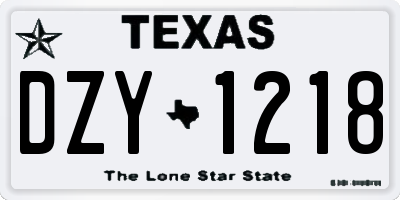 TX license plate DZY1218