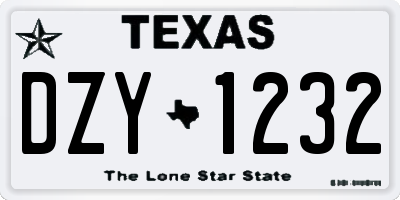 TX license plate DZY1232