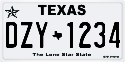 TX license plate DZY1234